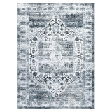 Tapis Garvee lavable en machine 80 x 150 cm, design vintage gris, antidérapant, pour salon ou chambre