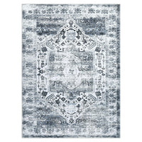Tapis Garvee lavable en machine 80 x 150 cm, design vintage gris, antidérapant, pour salon ou chambre