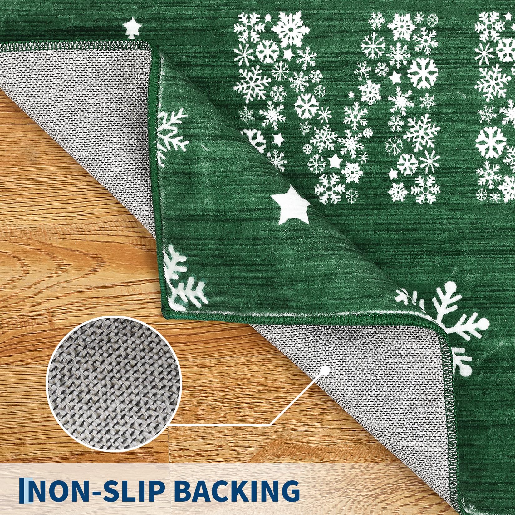 Tapis de salon Garvee, tapis de Noël, motif élan vert, lavable et antidérapant, pour chambre, cuisine, salle à manger, bureau, 200 x 290 cm