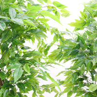 Ficus artificiel Garvee de 1,5 m avec feuilles en soie et pot en ciment robuste, vert, pour la maison et le bureau