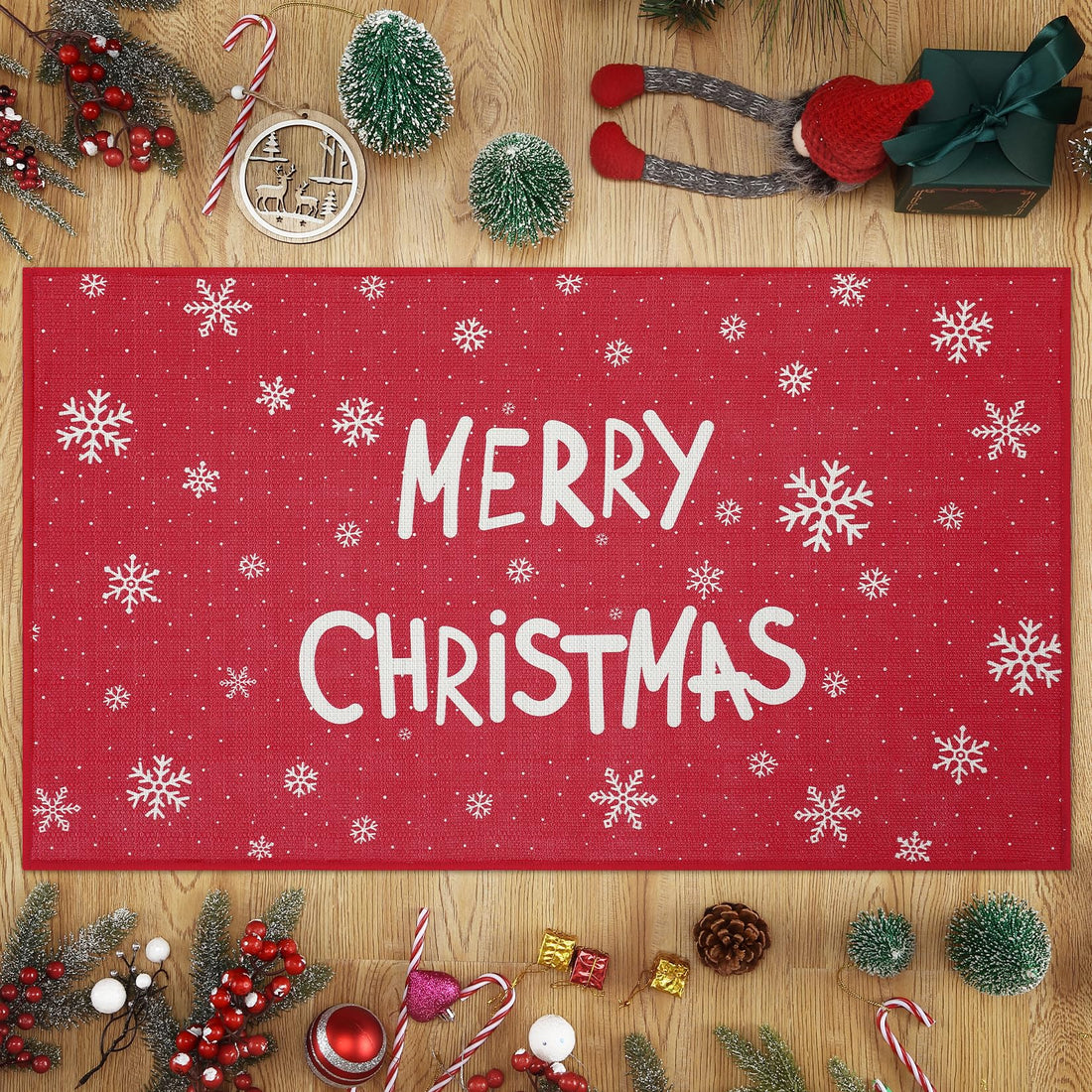 Tapis de porte antidérapant Garvee en coton imprimé, 40 x 60 cm, pour cuisine, chambre et salon, intérieur et extérieur, décoration de Noël