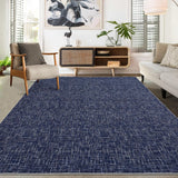 Garvee tapis abstrait lavable en polyester bleu 160 × 230 cm antidérapant pour salon et chambre