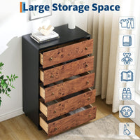 Garvee commode moderne à 5 tiroirs avec poignées en métal style vintage, idéale pour la chambre et le salon, 117 cm, chêne naturel