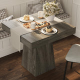 Garvee Table À Manger Compacte Avec Tiroirs Bois Naturel Base T Stable Style Ferme Pour Cuisines Et Petits Espaces 80 cm, Retro gris - Retro gris