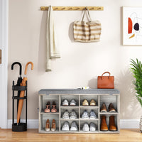 Banc à chaussures Garvee avec revêtement, réglable sur 3 niveaux, 10 compartiments, en bois aggloméré, 104 cm (41 pouces), pour couloir et chambre.
