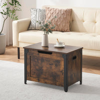 Banc de rangement en bois Garvee avec rabat de sécurité, marron rustique, pour entrée et salon, style campagnard, robuste