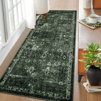 Tapis de couloir antidérapant à poils courts Garvee Boho pour cuisine, entrée, chambre, 80 x 150 cm, vert foncé vintage
