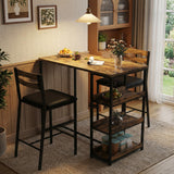 Garvee Ensemble Table et 2 Chaises de Cuisine 3 Pièces avec Rangements, Chaises Rembourrées, Structure en Métal et Bois, Vintage, Idéal pour Petits Espaces - Vintage