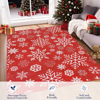 Tapis d'intérieur Garvee pour Noël, motif flocons de neige, antidérapant, lavable, doux et anti-peluches, idéal pour la salle de bain et la cuisine. Décoration festive.