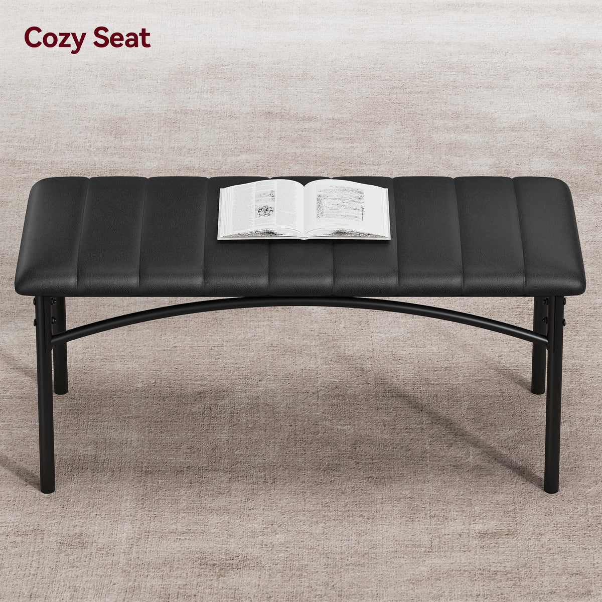 Garvee Ensemble table à manger pour 4 personnes, table rectangulaire avec banc et chaises rembourrés, MDF et acier, gain de place, montage facile, petits espaces