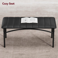 Garvee Ensemble table à manger pour 4 personnes, table rectangulaire avec banc et chaises rembourrés, MDF et acier, gain de place, montage facile, petits espaces