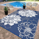 Garvee Tapis d'Extérieur Réversible 274 x 549 cm Floral Botanique Étanche Plastique Avec 4 Piquets Sac De Rangement terrasse Balcon Camping Plage