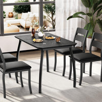 Ensemble table et chaises Garvee pour 4 personnes, structure en métal, design carré, gain de place, noir, idéal pour les petites pièces et les studios.