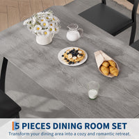 Ensemble table et chaises de salle à manger Garvee pour 4 personnes, structure en métal, design biseauté, gain de place, bois durable, ergonomiques, idéal pour les petites pièces.