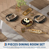Ensemble table et chaises de salle à manger Garvee pour 4 personnes, structure en métal, design d'angle, chaises ergonomiques, bois, blanc, gain de place pour les petites pièces