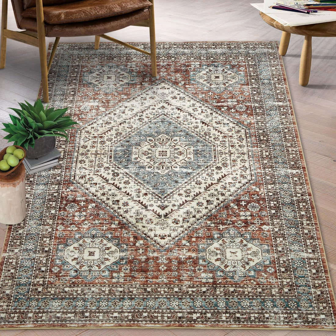 Tapis lavable Garvee, facile à nettoyer, antidérapant, pour chambre et salon, 80 x 150 cm, marron