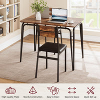 Ensemble table et chaises de salle à manger Garvee pour 4 personnes, carré, avec plateau en MDF, structure métallique robuste, gain de place, pour cuisine et salle à manger