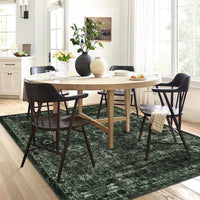Tapis Garvee Boho, pour salon, style vintage, lavable, à poils courts, antidérapant, idéal pour la chambre, style rétro, 120 x 170 cm, vert foncé