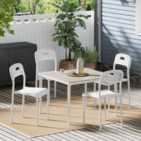 Ensemble de 4 chaises de salle à manger Garvee - Empilables, ergonomiques - Pieds en métal, plastique - Blanches - Pour la cuisine, le bureau et les espaces extérieurs