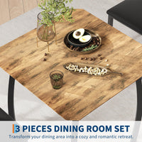 Ensemble de salle à manger Garvee 3 pièces pour 2 personnes avec structure en métal et plateau en MDF, compact, couleurs rétro, idéal pour les petites cuisines et les appartements.
