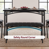 Garvee Ensemble table à manger pour 4 personnes, table rectangulaire avec banc et chaises rembourrés, MDF et acier, gain de place, montage facile, petits espaces