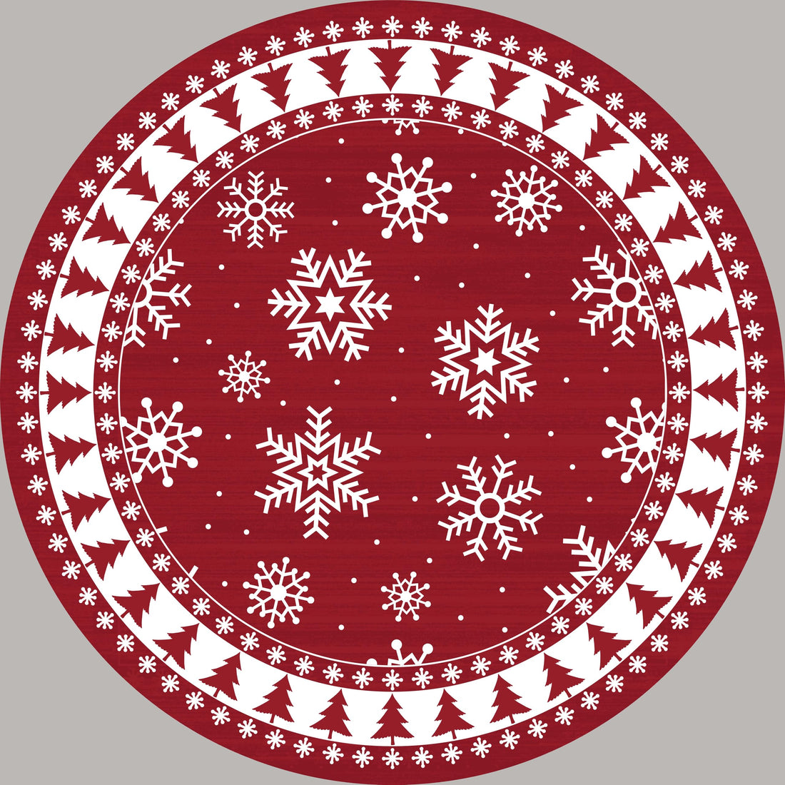 Tapis de Noël rond Garvee, antidérapant, rouge à flocons de neige, pour entrée, 120 cm