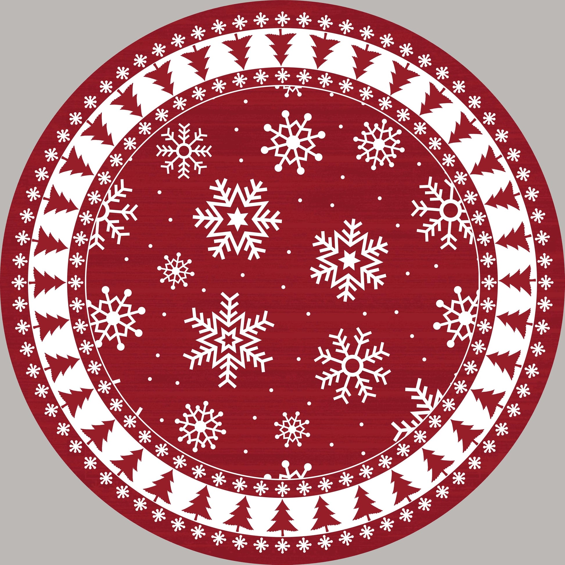 Tapis de Noël rond Garvee, antidérapant, rouge à flocons de neige, pour entrée, 120 cm