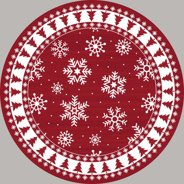 Tapis de Noël rond Garvee, antidérapant, rouge à flocons de neige, pour entrée, 120 cm