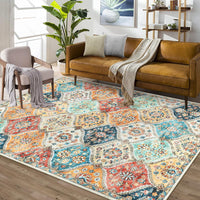 Tapis de couloir Garvee 200 x 290 cm, lavable, motif floral vintage, pour chambre ou cuisine, antidérapant