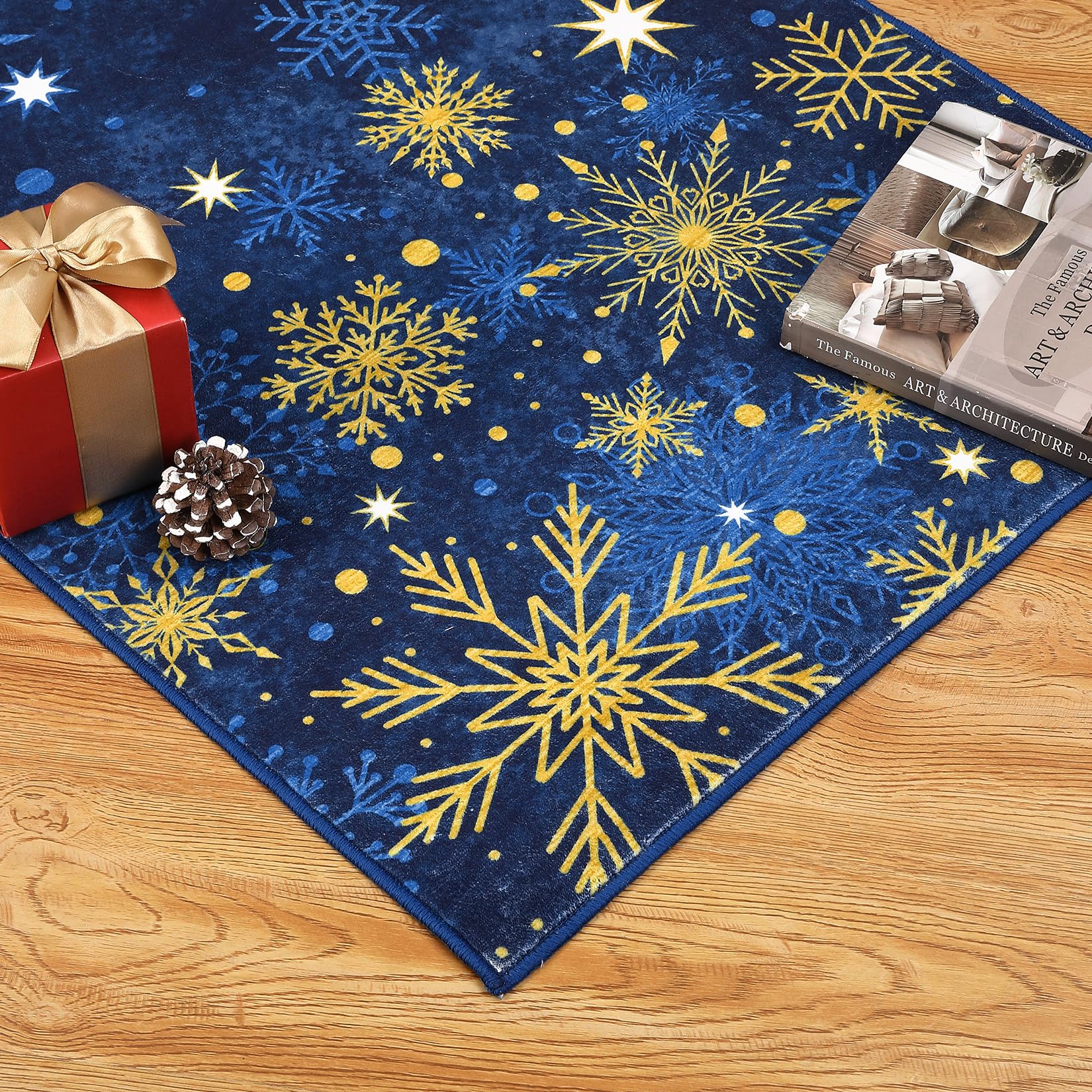 Tapis de salon Garvee, grand format, décoration de Noël, 200 x 290 cm, bleu, doux, à poils courts, antidérapant