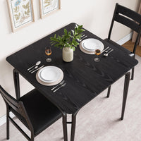 Garvee Ensemble table à manger noire 2 personnes, table carrée avec 2 chaises, bois moderne, gain de place pour cuisine, studio, coin repas et petit espace