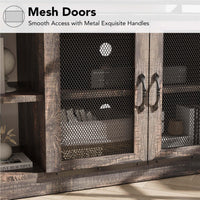 Garvee Meuble TV style ferme pour téléviseurs 65/191 cm avec portes en maille, console multimédia de style industriel, meuble de salon, bois durable