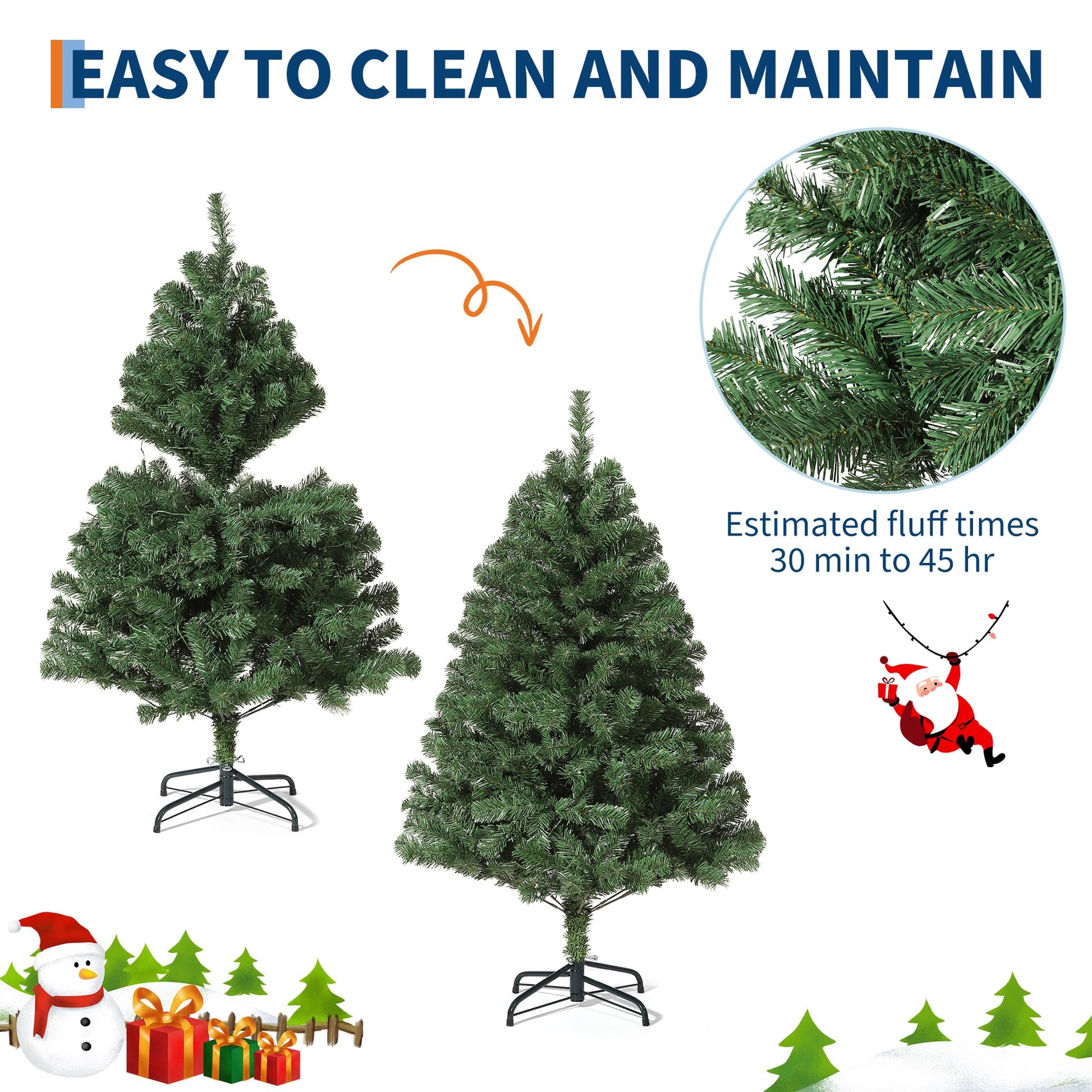 Sapin de Noël artificiel Garvee 140 cm – Épicéa de qualité supérieure, charnières métalliques, base pliable, gain de place