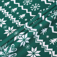 Nappe de Noël ronde Garvee 152 cm, verte, déperlante et antitache, 100 % polyester, motif flocons de neige et rennes, idéale pour les fêtes de Noël et la maison.
