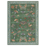 Garvee Tapis floral moderne antidérapant pour chambre, salon, cuisine, bureau, poil court, lavable en machine, rétro - Vert