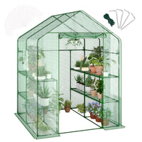 Serre Garvee 57 x 57 x 76 pouces (145 x 145 x 193 cm) à 3 niveaux et 12 étagères, bâche épaisse en PE, fenêtre, portable pour l'intérieur et le jardin.