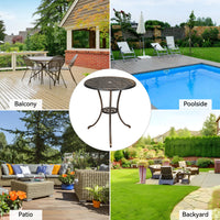 Table bistro Garvee 24" en aluminium avec trou pour parasol, antirouille, bronze vieilli, idéale pour le jardin et le balcon, robuste et légère.