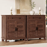 Garvee Buffet Moderne avec Étagères Réglables 3 Niveaux, grand tiroir, Bois Rustique pour Cuisine et Entrée, Lot de 2 - Brown