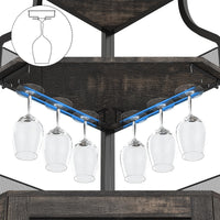Garvee Meuble bar d'angle, 5 niveaux avec casier à vin, porte-verres, porte coulissante de style grange, idéal pour le salon et la cuisine, 47 × 45 × 154 cm, gris, gain de place, robuste