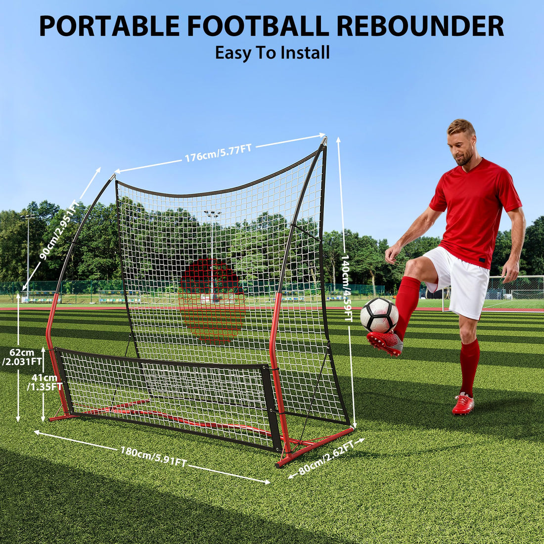 Garvee Rebondisseur de football 1,8 x 1,2 m, Robuste, polyvalent, pour l'entraînement en intérieur et en extérieur