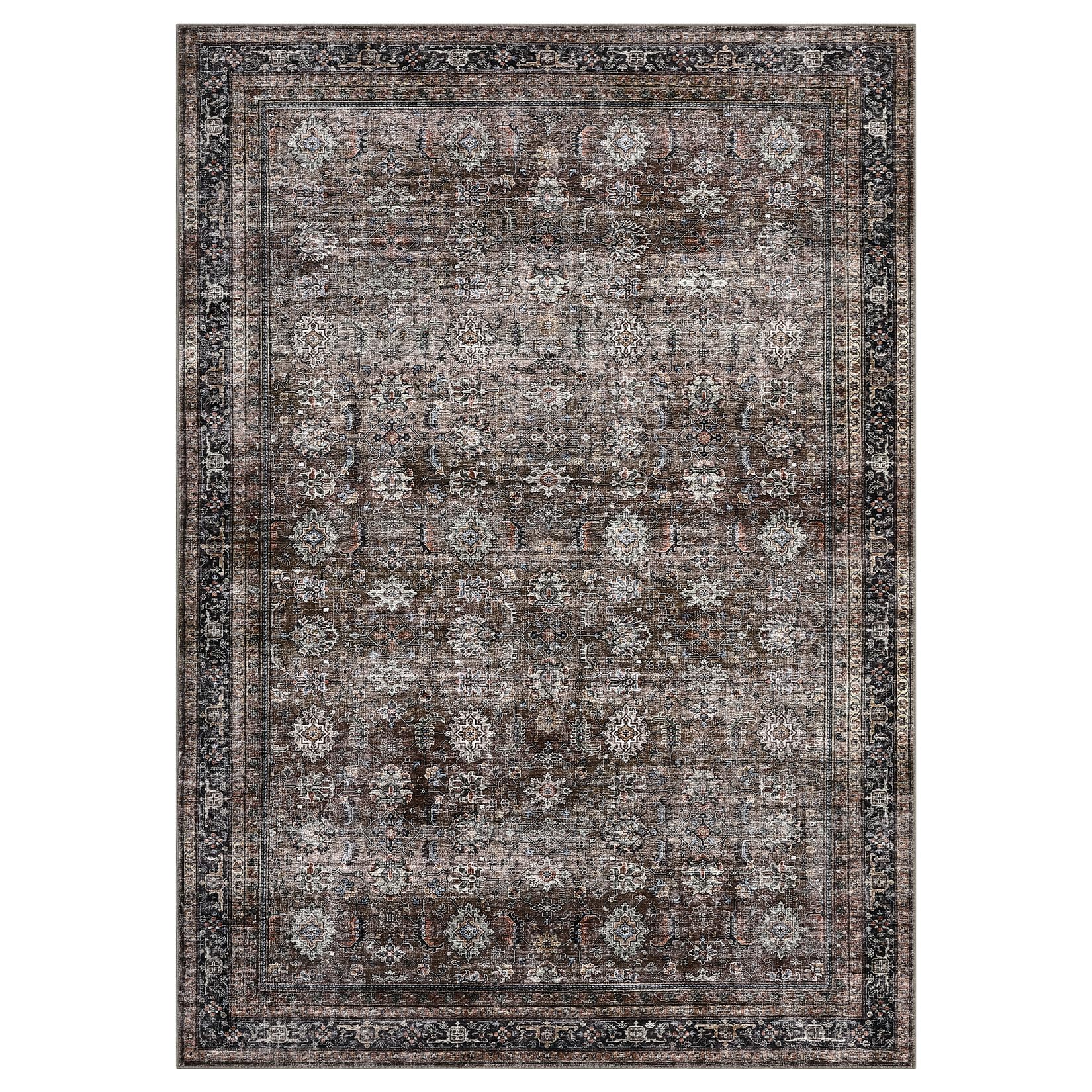 Tapis vintage Garvee, lavable en machine, antidérapant, antitache, pour salon, chambre, cuisine, salle à manger, style champêtre