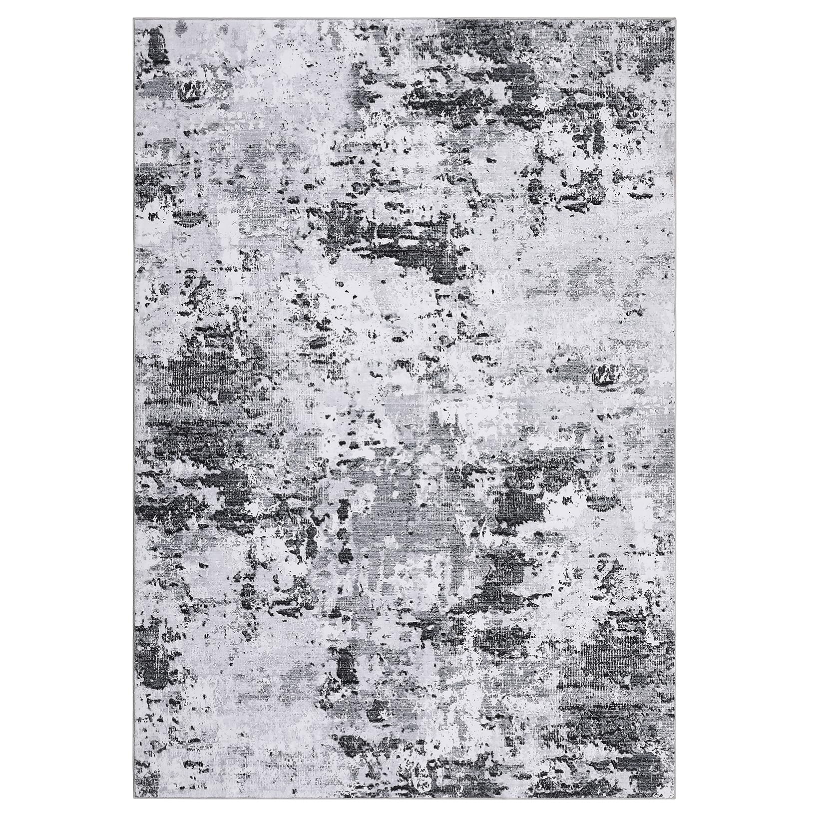 Tapis moderne abstrait Garvee 240 x 340 cm, gris, à poils courts, antidérapant, pour salon.