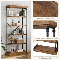 Garvee Étagère industrielle à 6 niveaux, structure en bois et métal, pour salon et bureau, 187×80×30cm, style vintage