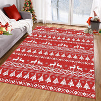 Tapis festif Garvee, motif bohème de Noël avec rennes, flocons de neige et sapin de Noël, pour salon, chambre, cuisine, salle de bain, rouge, ultra-fin, à poils courts