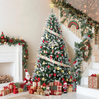 Garvee sapin de Noël de 275 cm avec 300 LED et pommes de pin décoratives pour grandes pièces, décoration festive