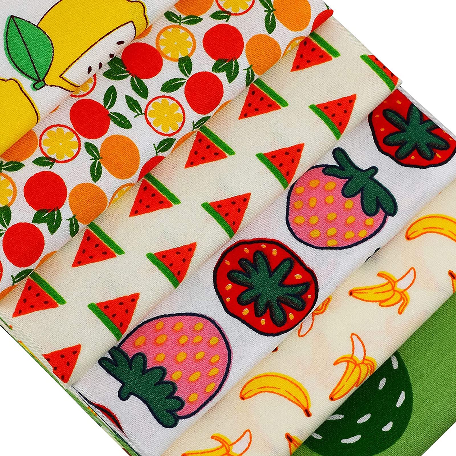 Garvee Lot de 12 pièces de tissu patchwork à motifs de fruits, en coton, pour la couture et les loisirs créatifs, usage polyvalent