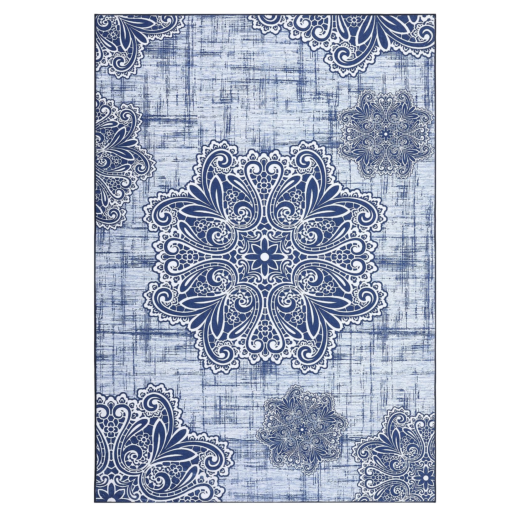 Tapis lavables Garvee, doux et antidérapants, pour salon, chambre ou salle à manger, 120 x 170 cm, bleu