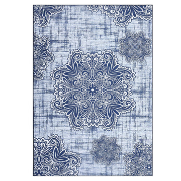 Tapis lavables Garvee, doux et antidérapants, pour salon, chambre et salle à manger, 80 x 150 cm, bleu