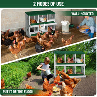 Garvee pondoir métallique pour poules à 6 compartiments, nichoir de ponte avec système de collecte des œufs par roulement, trous d’aération, vert, idéal pour poulailler et basse-cour