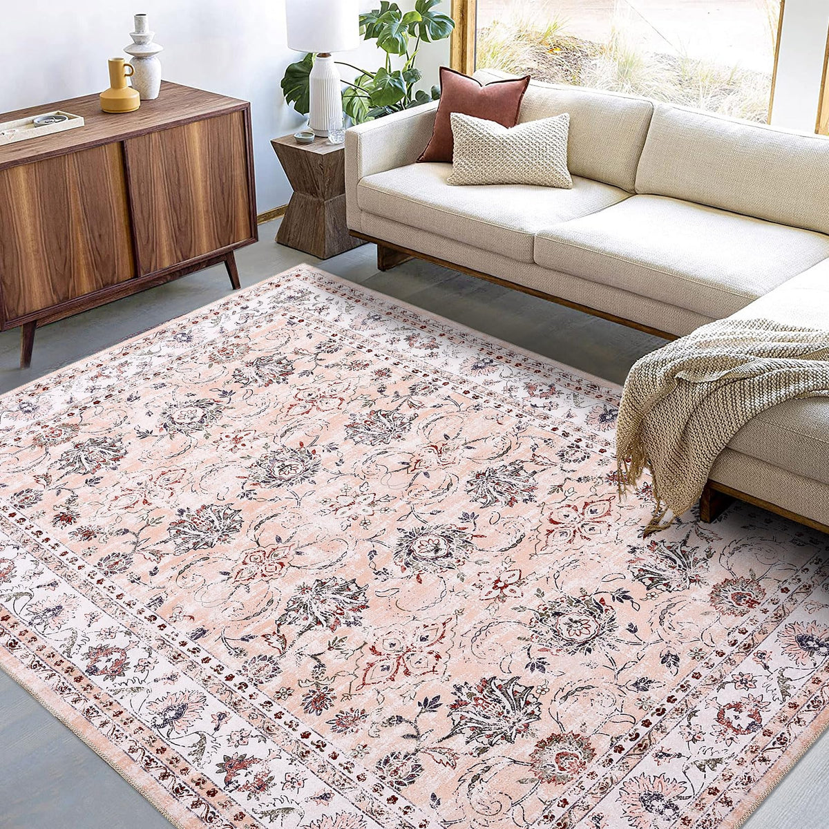 Tapis persan vintage Garvee 160 x 230 cm rose